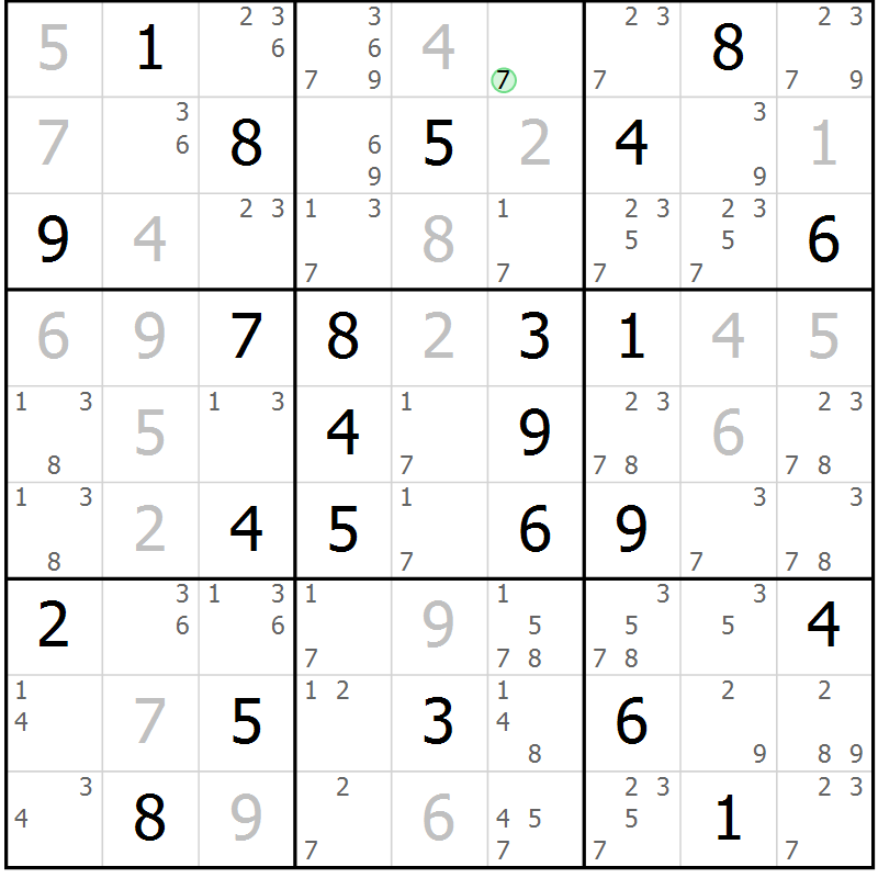 Position des candidats pour la solution de la Gr 61 page 64 du magazine de sudoku Sudoku Suprême n° 037