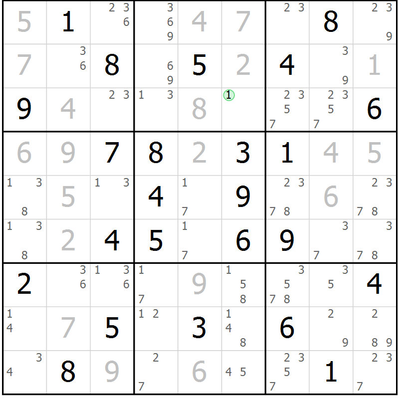 Position des candidats pour la solution de la Gr 61 page 64 du magazine de sudoku Sudoku Suprême n° 037
