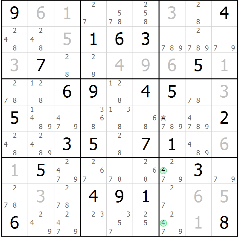 Position des candidats pour la solution de la Gr 62 page 65 du magazine de sudoku Sudoku Suprême n° 037
