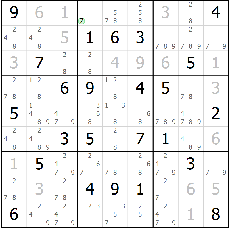 Position des candidats pour la solution de la Gr 62 page 65 du magazine de sudoku Sudoku Suprême n° 037