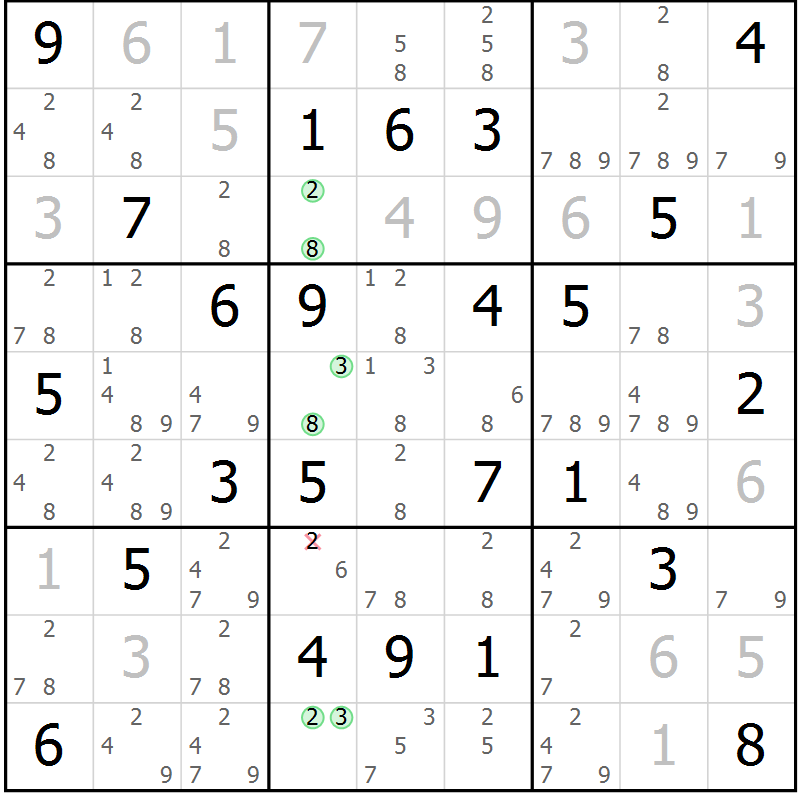 Position des candidats pour la solution de la Gr 62 page 65 du magazine de sudoku Sudoku Suprême n° 037