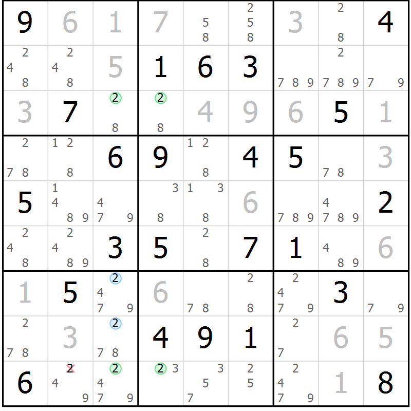 Position des candidats pour la solution de la Gr 62 page 65 du magazine de sudoku Sudoku Suprême n° 037