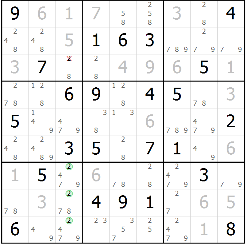 Position des candidats pour la solution de la Gr 62 page 65 du magazine de sudoku Sudoku Suprême n° 037