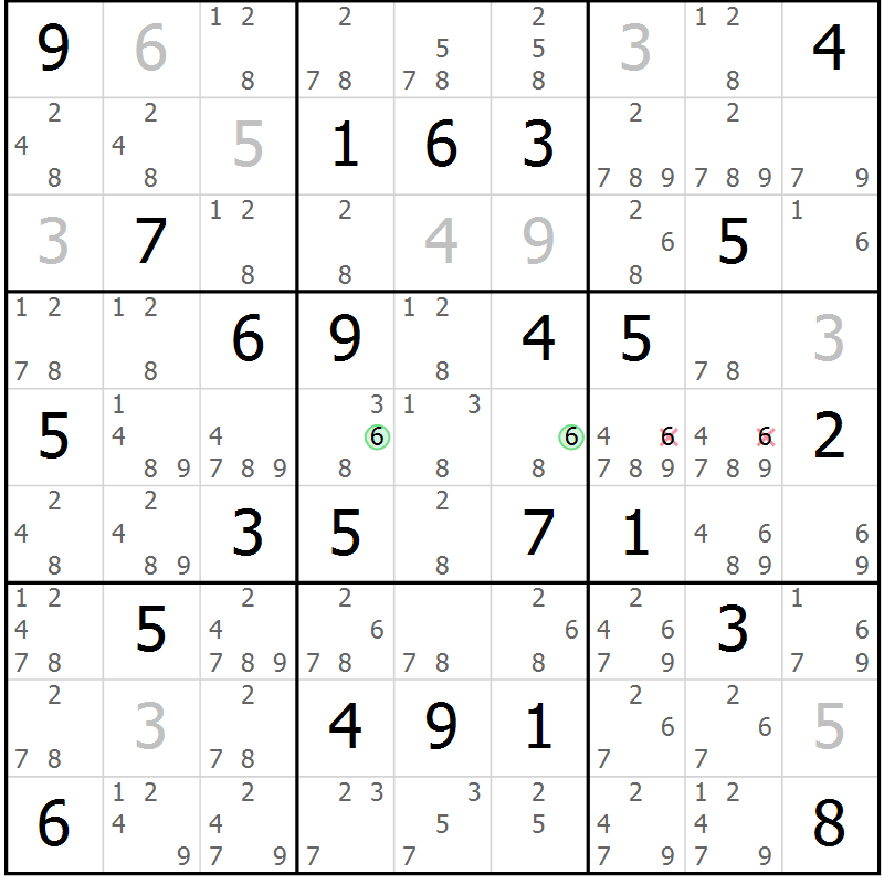 Position des candidats pour la solution de la Gr 62 page 65 du magazine de sudoku Sudoku Suprême n° 037