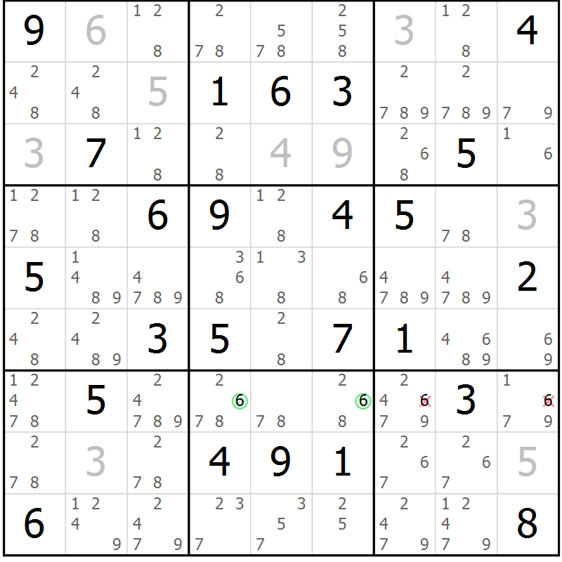 Position des candidats pour la solution de la Gr 62 page 65 du magazine de sudoku Sudoku Suprême n° 037