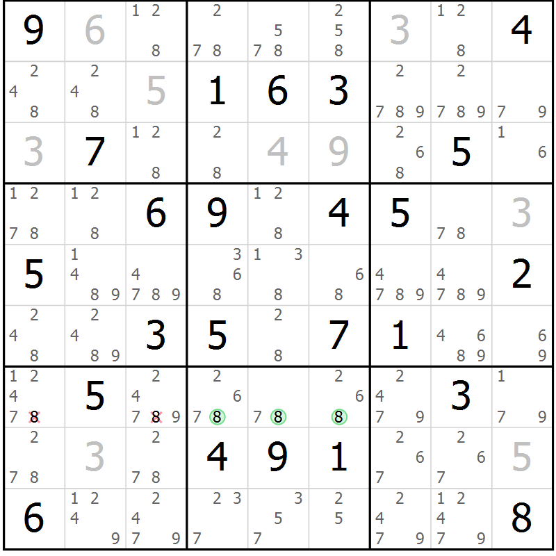 Position des candidats pour la solution de la Gr 62 page 65 du magazine de sudoku Sudoku Suprême n° 037
