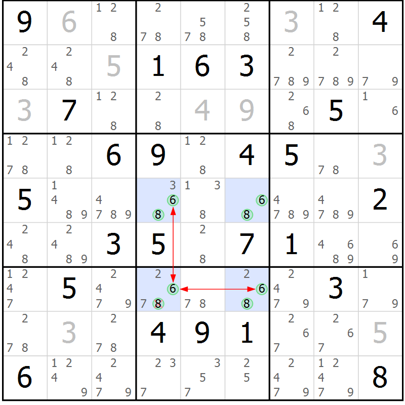Position des candidats pour la solution de la Gr 62 page 65 du magazine de sudoku Sudoku Suprême n° 037