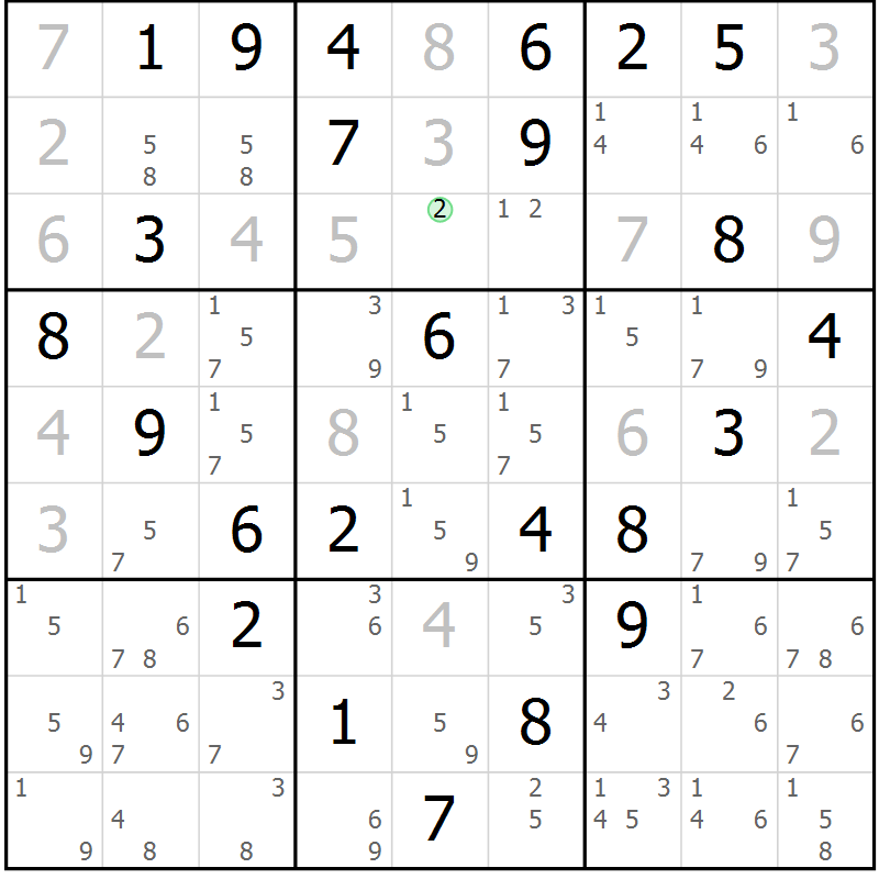 Position des candidats pour la solution de la Gr 63 page 66 du magazine de sudoku Sudoku Suprême n° 037