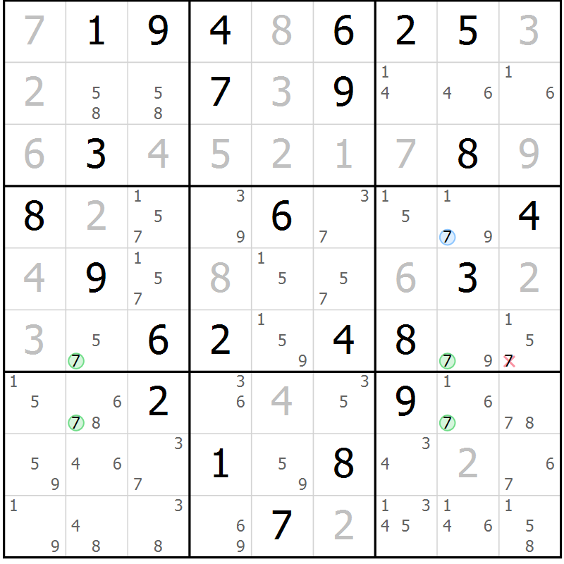 Position des candidats pour la solution de la Gr 63 page 66 du magazine de sudoku Sudoku Suprême n° 037