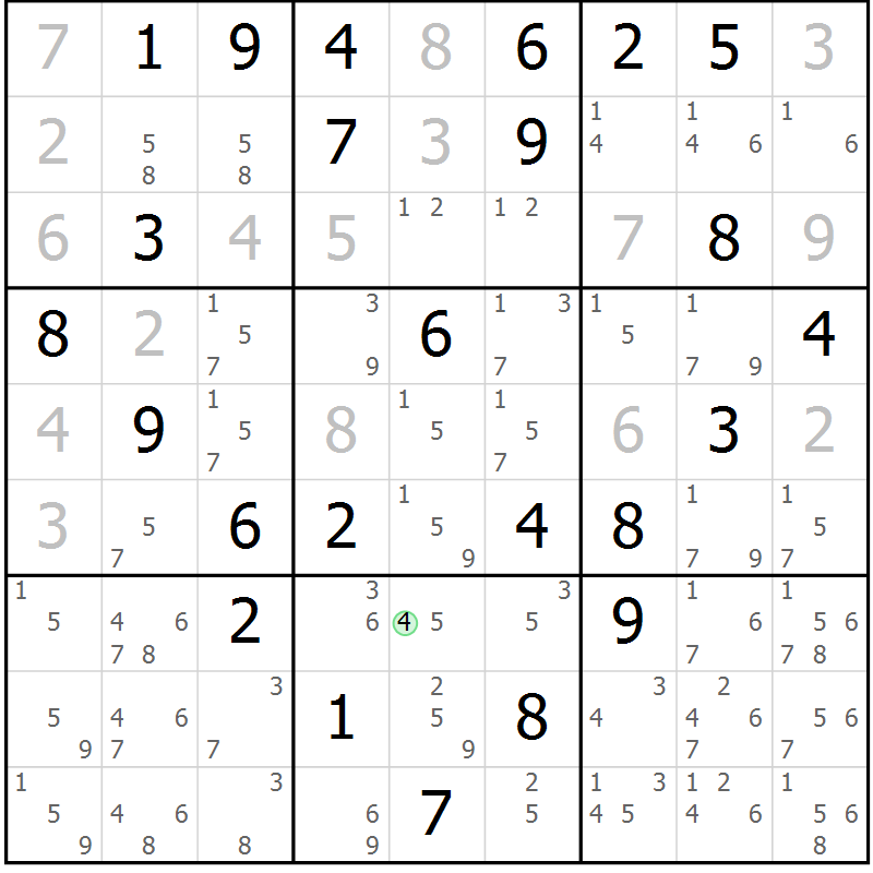 Position des candidats pour la solution de la Gr 63 page 66 du magazine de sudoku Sudoku Suprême n° 037
