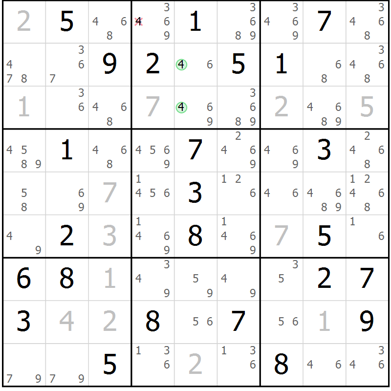 Position des candidats pour la solution de la Gr 65 page 68 du magazine de sudoku Sudoku Suprême n° 037