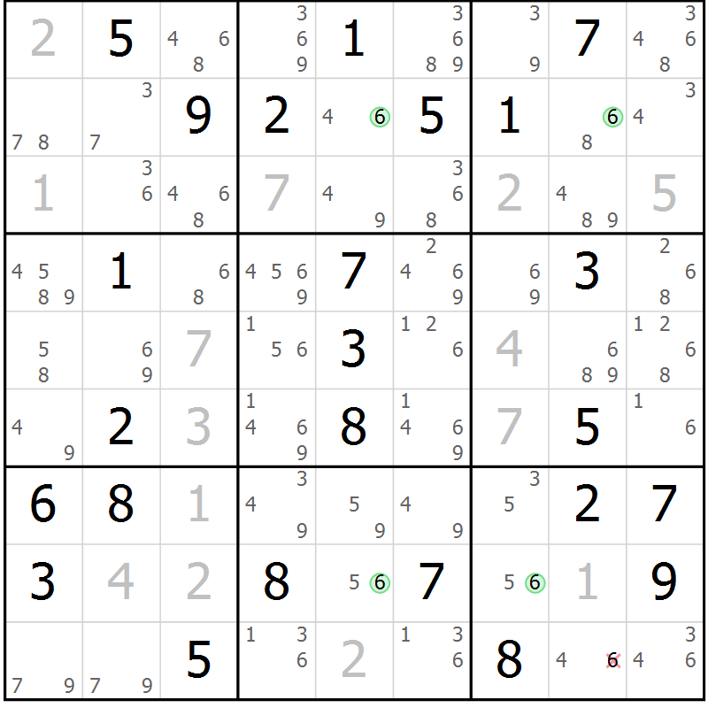 Position des candidats pour la solution de la Gr 65 page 68 du magazine de sudoku Sudoku Suprême n° 037