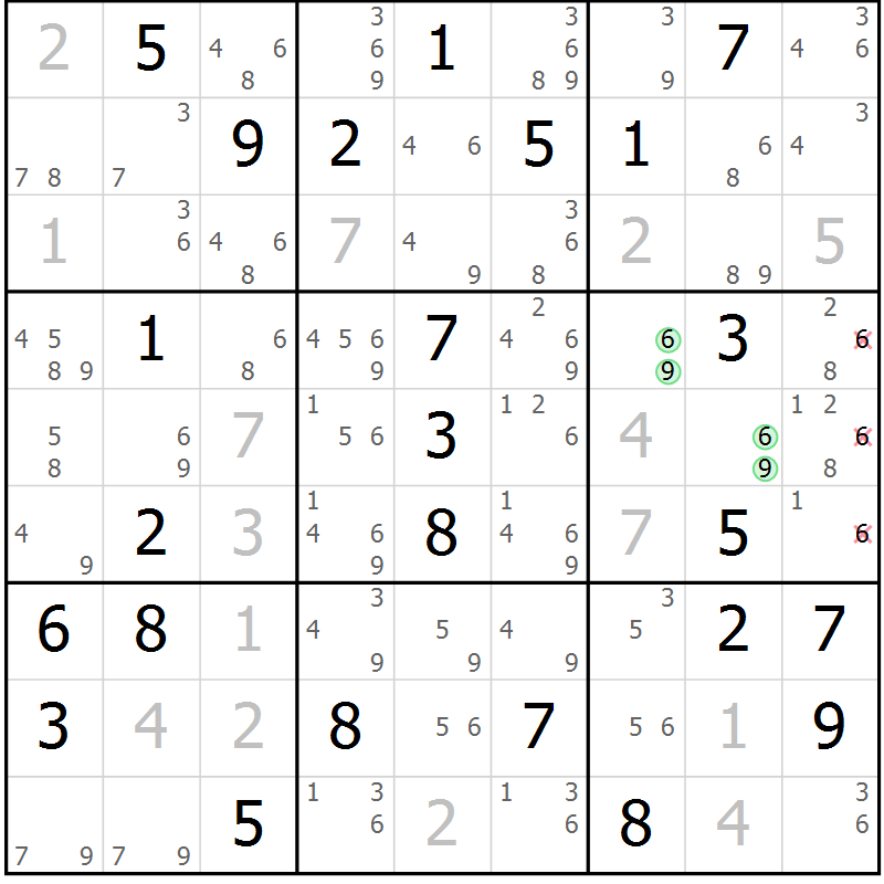 Position des candidats pour la solution de la Gr 65 page 68 du magazine de sudoku Sudoku Suprême n° 037