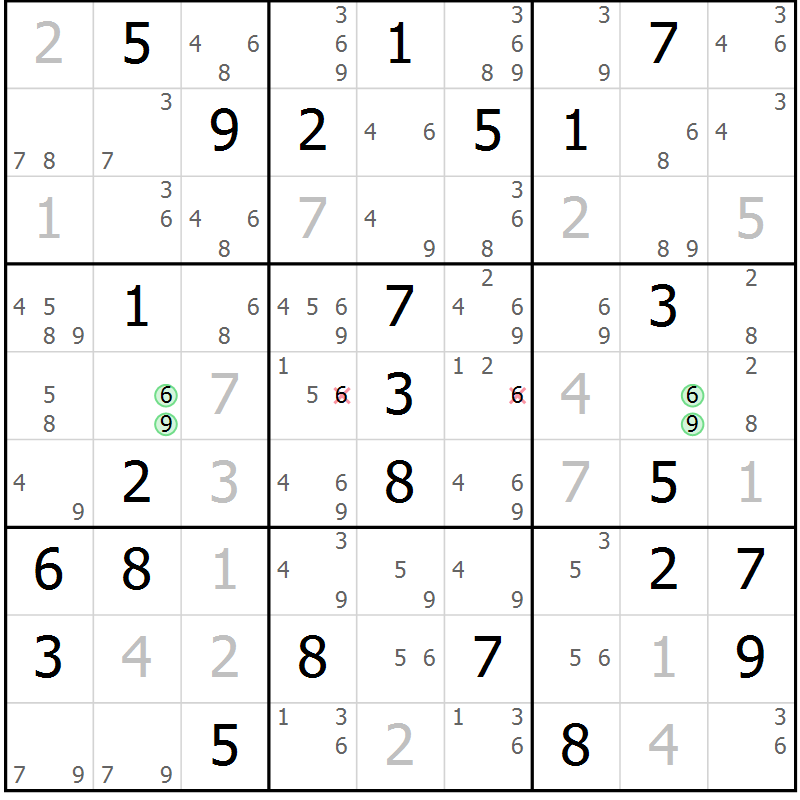 Position des candidats pour la solution de la Gr 65 page 68 du magazine de sudoku Sudoku Suprême n° 037