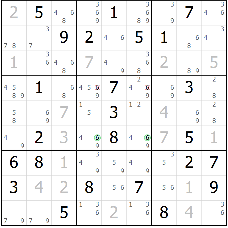 Position des candidats pour la solution de la Gr 65 page 68 du magazine de sudoku Sudoku Suprême n° 037