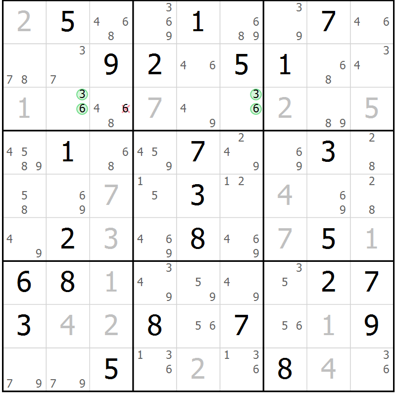 Position des candidats pour la solution de la Gr 65 page 68 du magazine de sudoku Sudoku Suprême n° 037