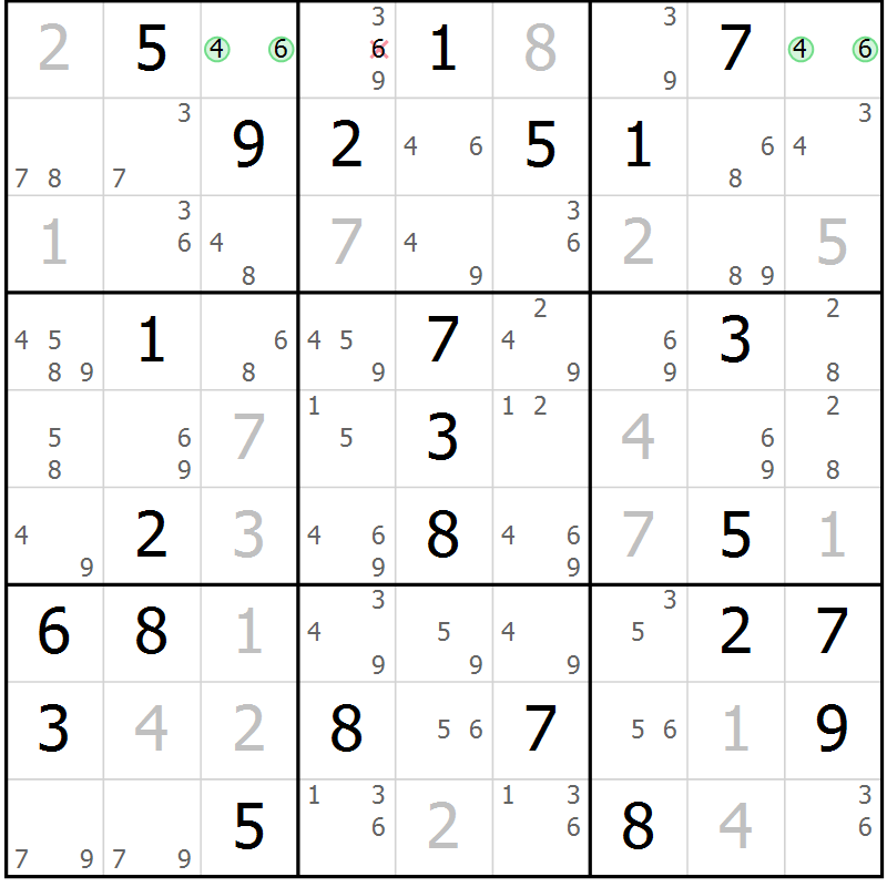 Position des candidats pour la solution de la Gr 65 page 68 du magazine de sudoku Sudoku Suprême n° 037