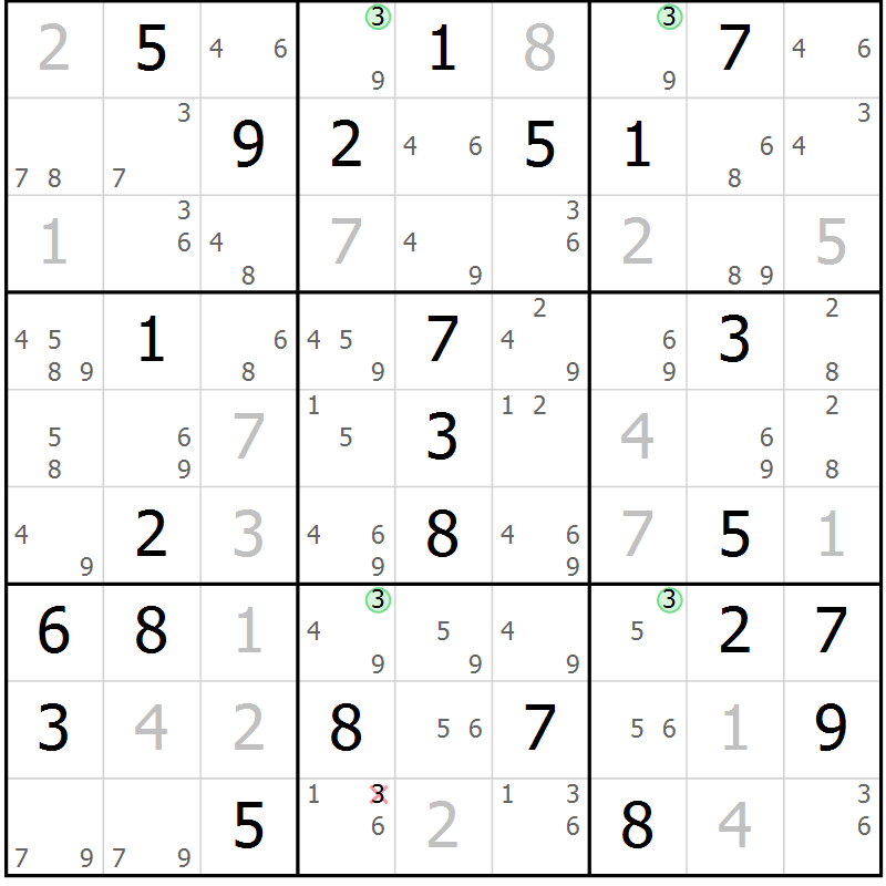 Position des candidats pour la solution de la Gr 65 page 68 du magazine de sudoku Sudoku Suprême n° 037