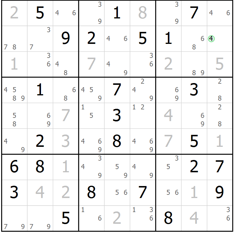 Position des candidats pour la solution de la Gr 65 page 68 du magazine de sudoku Sudoku Suprême n° 037