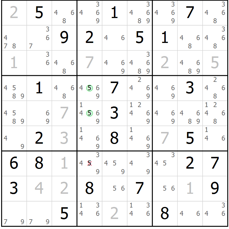 Position des candidats pour la solution de la Gr 65 page 68 du magazine de sudoku Sudoku Suprême n° 037