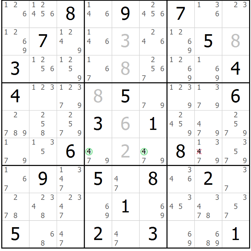 Position des candidats pour la solution de la Gr 66 page 69 du magazine de sudoku Sudoku Suprême n° 037