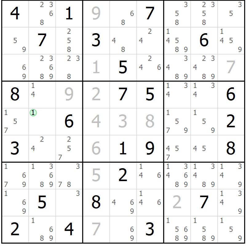 Position des candidats pour la solution de la Gr 67 page 70 du magazine de sudoku Sudoku Suprême n° 037