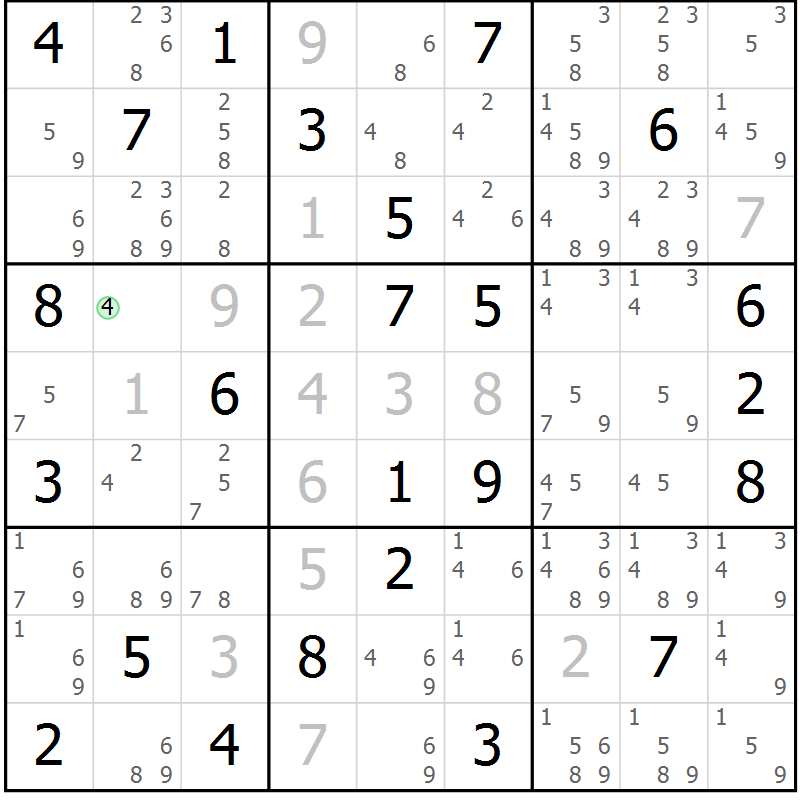Position des candidats pour la solution de la Gr 67 page 70 du magazine de sudoku Sudoku Suprême n° 037