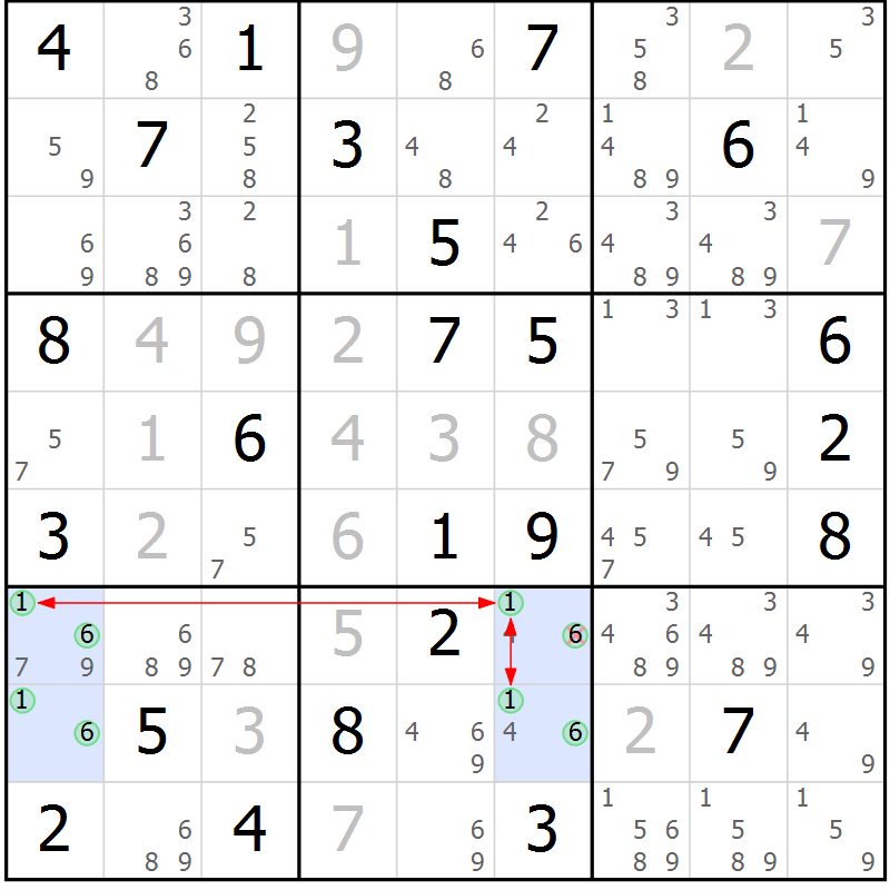 Position des candidats pour la solution de la Gr 67 page 70 du magazine de sudoku Sudoku Suprême n° 037