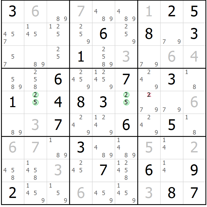 Position des candidats pour la solution de la Gr 68 page 71 du magazine de sudoku Sudoku Suprême n° 037