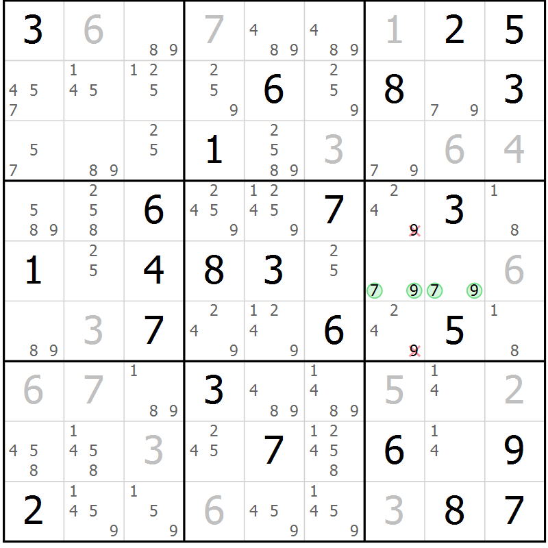 Position des candidats pour la solution de la Gr 68 page 71 du magazine de sudoku Sudoku Suprême n° 037