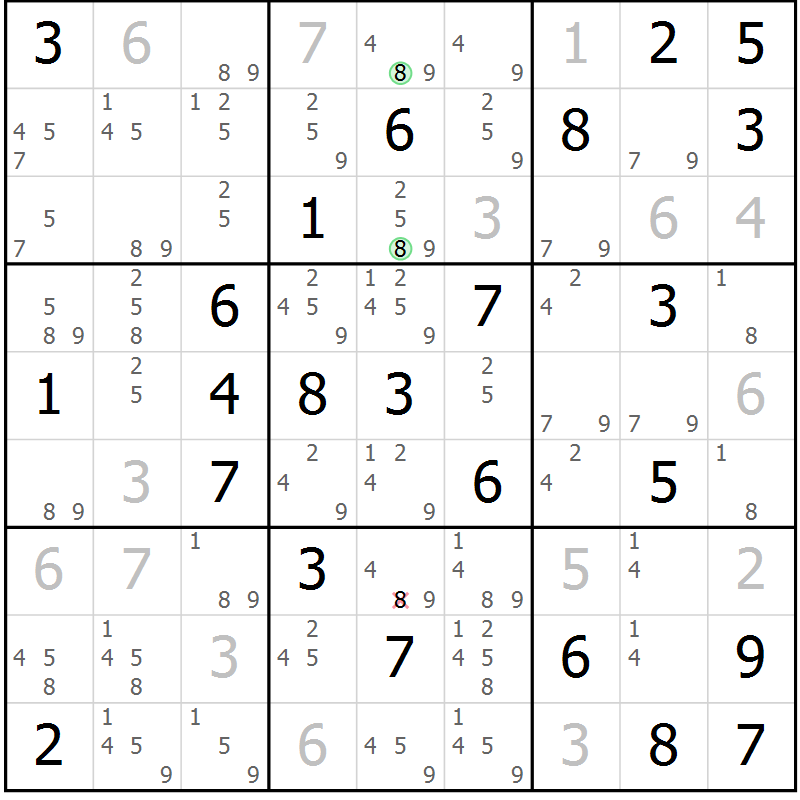 Position des candidats pour la solution de la Gr 68 page 71 du magazine de sudoku Sudoku Suprême n° 037