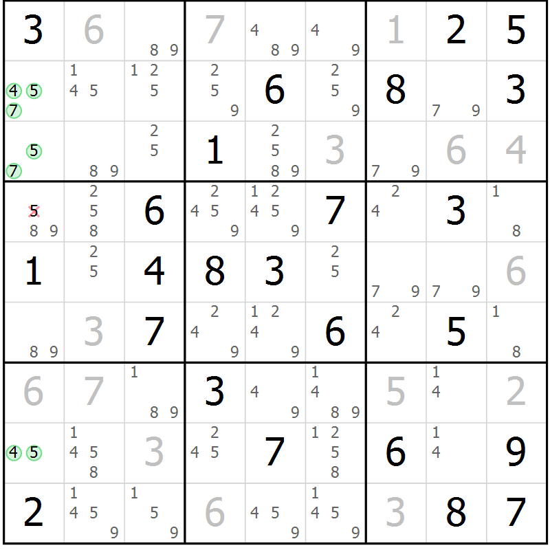 Position des candidats pour la solution de la Gr 68 page 71 du magazine de sudoku Sudoku Suprême n° 037
