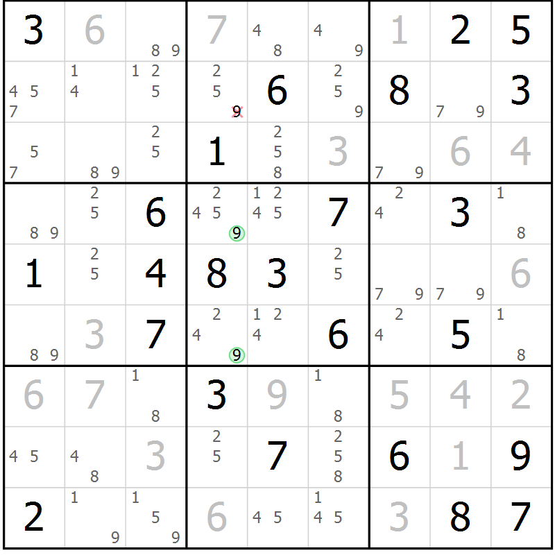 Position des candidats pour la solution de la Gr 68 page 71 du magazine de sudoku Sudoku Suprême n° 037