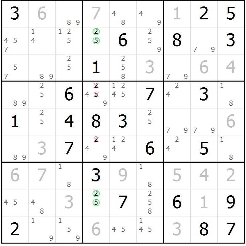 Position des candidats pour la solution de la Gr 68 page 71 du magazine de sudoku Sudoku Suprême n° 037