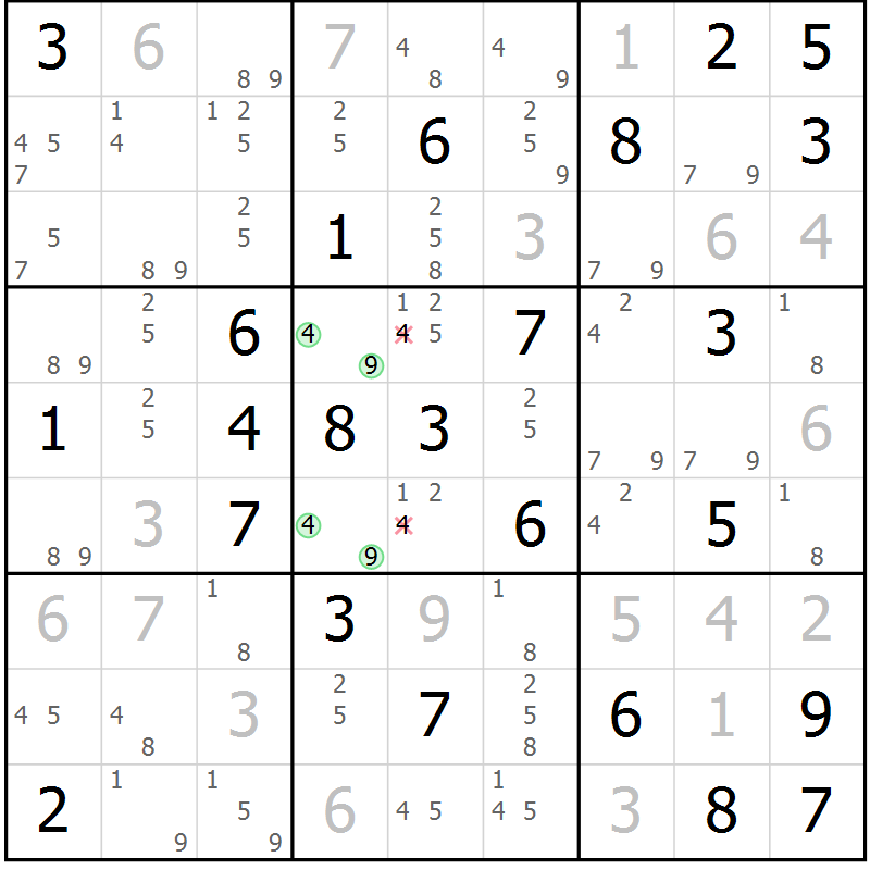 Position des candidats pour la solution de la Gr 68 page 71 du magazine de sudoku Sudoku Suprême n° 037
