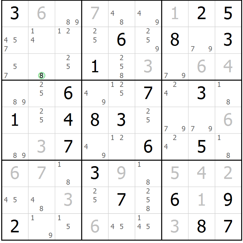 Position des candidats pour la solution de la Gr 68 page 71 du magazine de sudoku Sudoku Suprême n° 037