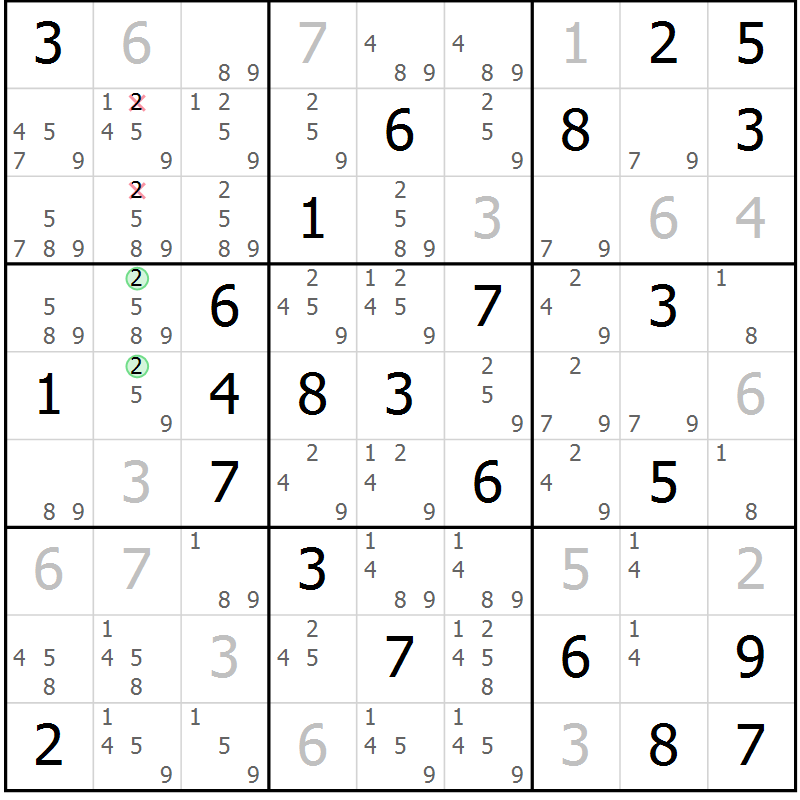 Position des candidats pour la solution de la Gr 68 page 71 du magazine de sudoku Sudoku Suprême n° 037