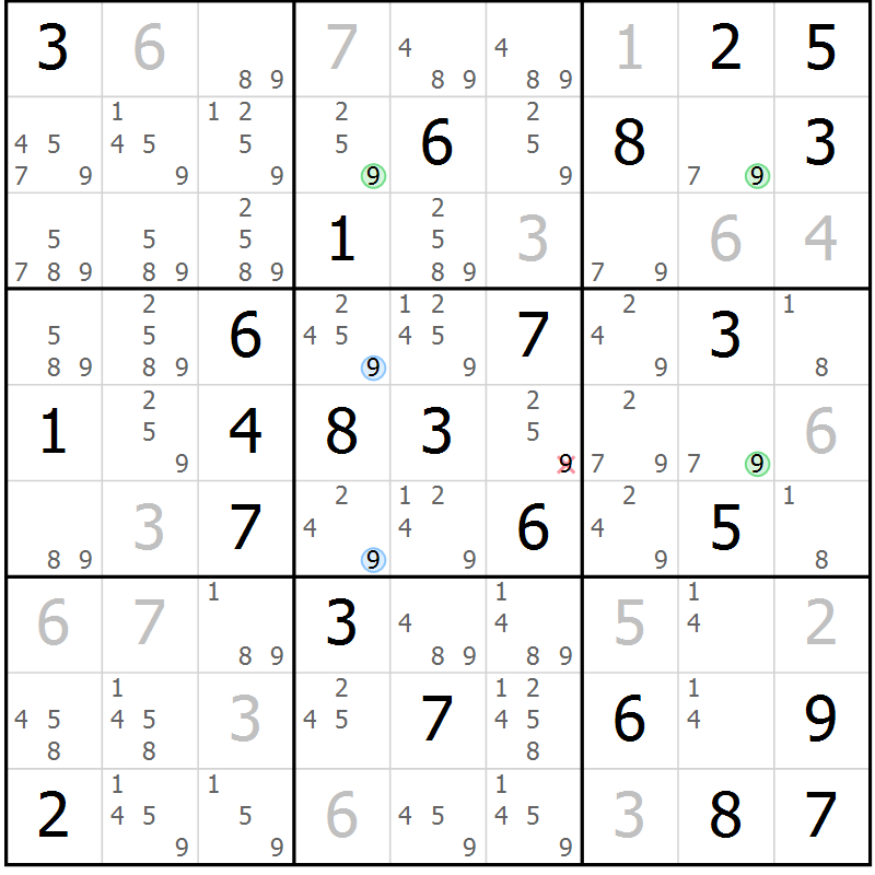 Position des candidats pour la solution de la Gr 68 page 71 du magazine de sudoku Sudoku Suprême n° 037