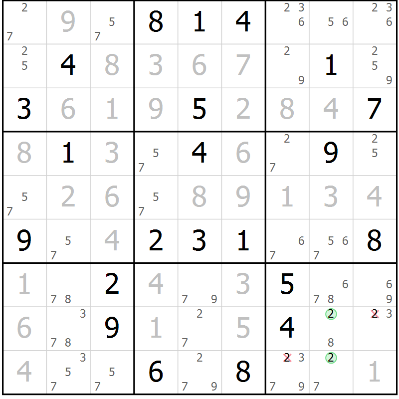 Position des candidats pour la solution de la Gr 7 page 10 du magazine de sudoku Sudoku Suprême n° 037