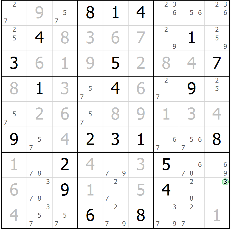 Position des candidats pour la solution de la Gr 7 page 10 du magazine de sudoku Sudoku Suprême n° 037