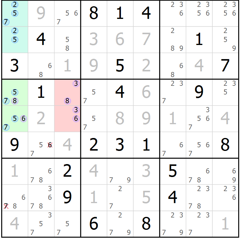 Position des candidats pour la solution de la Gr 7 page 10 du magazine de sudoku Sudoku Suprême n° 037