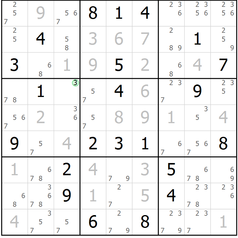 Position des candidats pour la solution de la Gr 7 page 10 du magazine de sudoku Sudoku Suprême n° 037