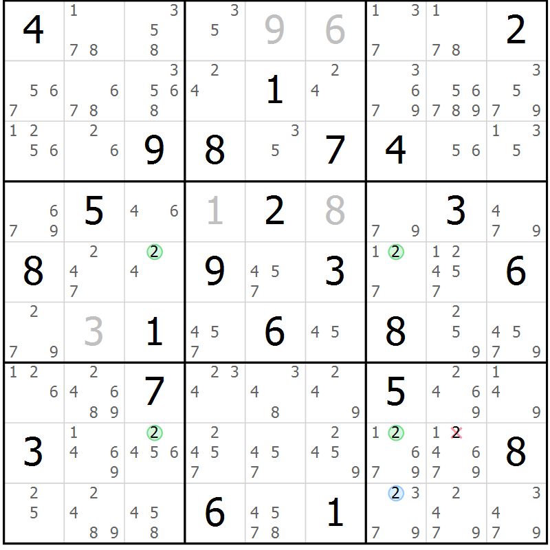 Position des candidats pour la solution de la Gr 71 page 74 du magazine de sudoku Sudoku Suprême n° 037