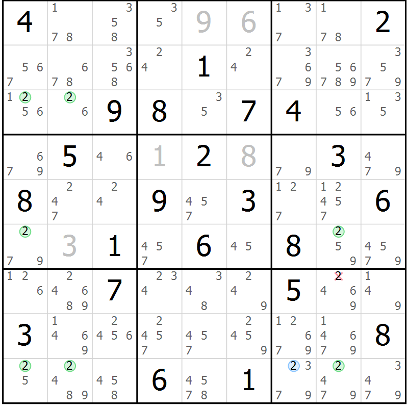Position des candidats pour la solution de la Gr 71 page 74 du magazine de sudoku Sudoku Suprême n° 037