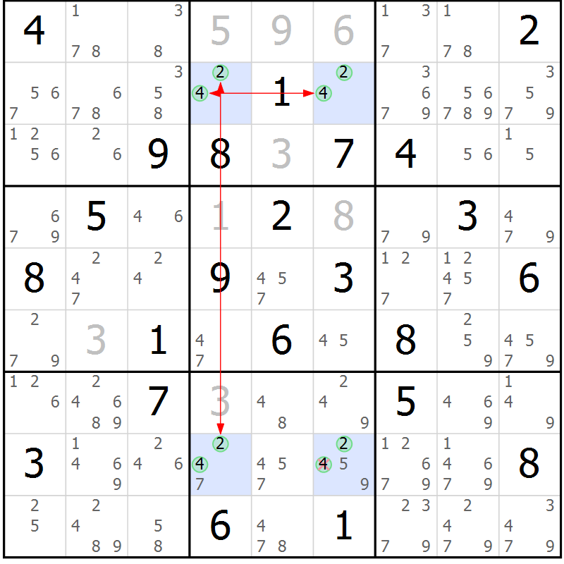 Position des candidats pour la solution de la Gr 71 page 74 du magazine de sudoku Sudoku Suprême n° 037