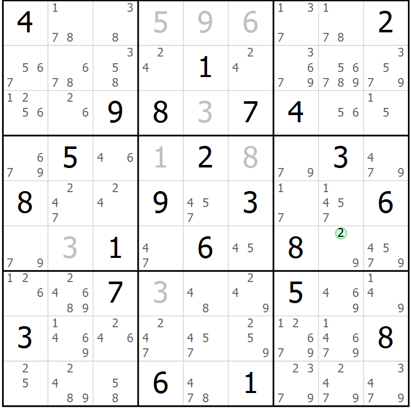 Position des candidats pour la solution de la Gr 71 page 74 du magazine de sudoku Sudoku Suprême n° 037