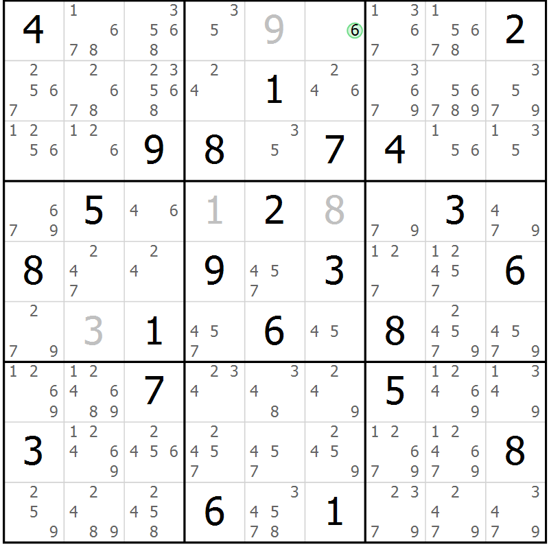 Position des candidats pour la solution de la Gr 71 page 74 du magazine de sudoku Sudoku Suprême n° 037