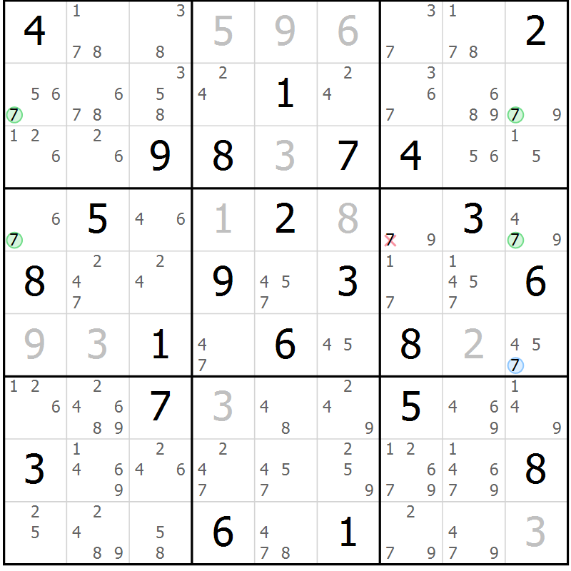 Position des candidats pour la solution de la Gr 71 page 74 du magazine de sudoku Sudoku Suprême n° 037