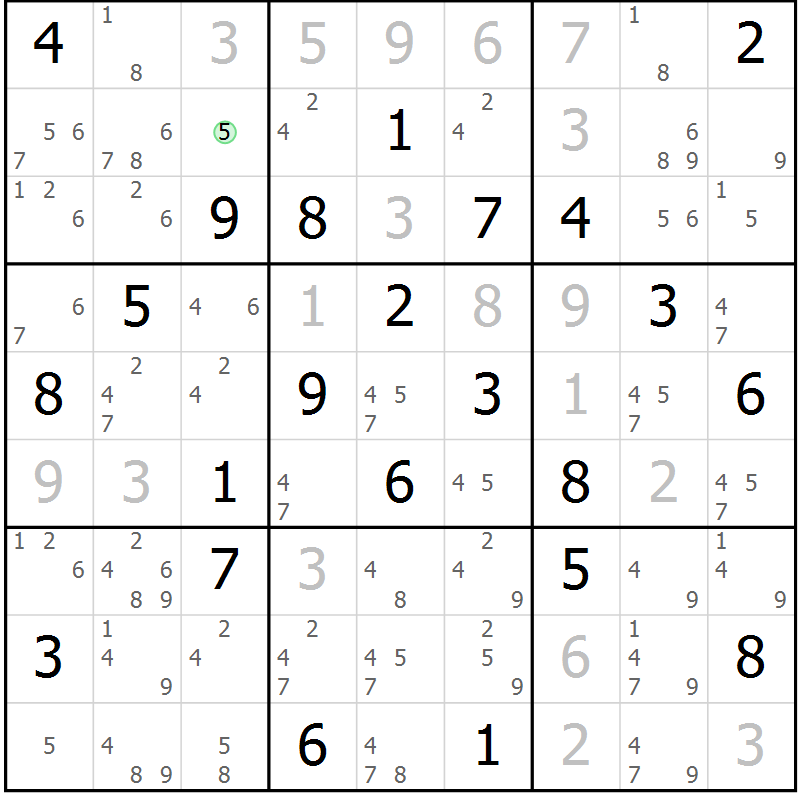 Position des candidats pour la solution de la Gr 71 page 74 du magazine de sudoku Sudoku Suprême n° 037