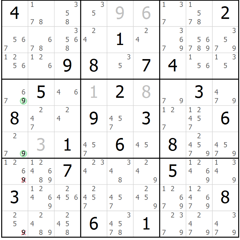 Position des candidats pour la solution de la Gr 71 page 74 du magazine de sudoku Sudoku Suprême n° 037